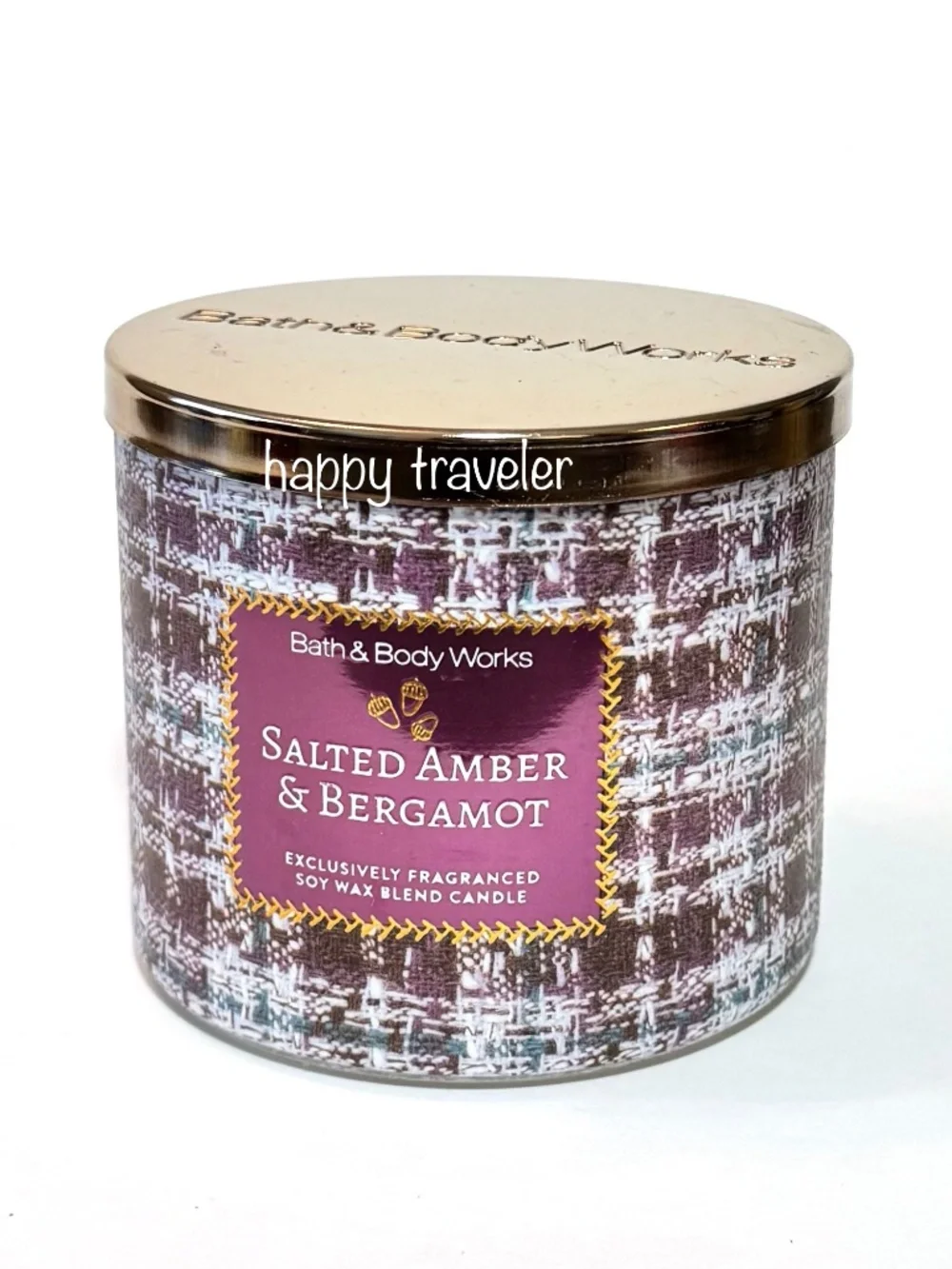SALTED AMBER & BERGAMOT 3-Wick Candle